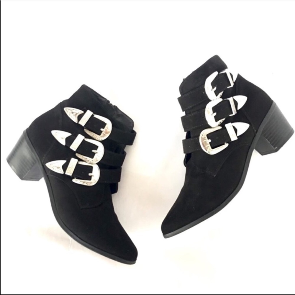 Black Ankle Boots, silver Buckles